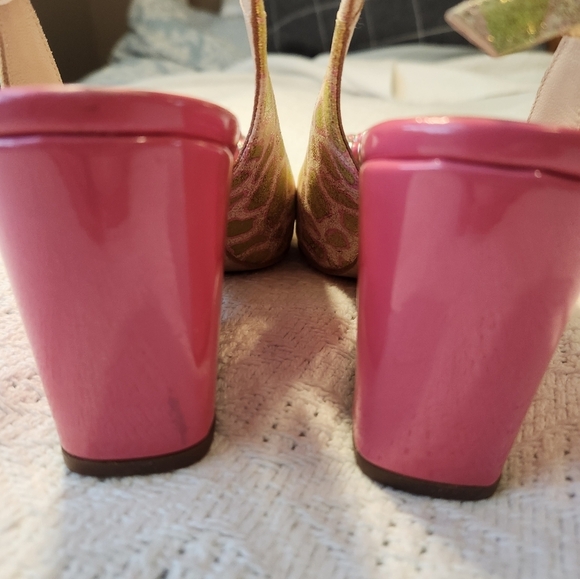 Sacha London Pink and Green Funky Women's Leather Heels Size 7 - Picture 10 of 10